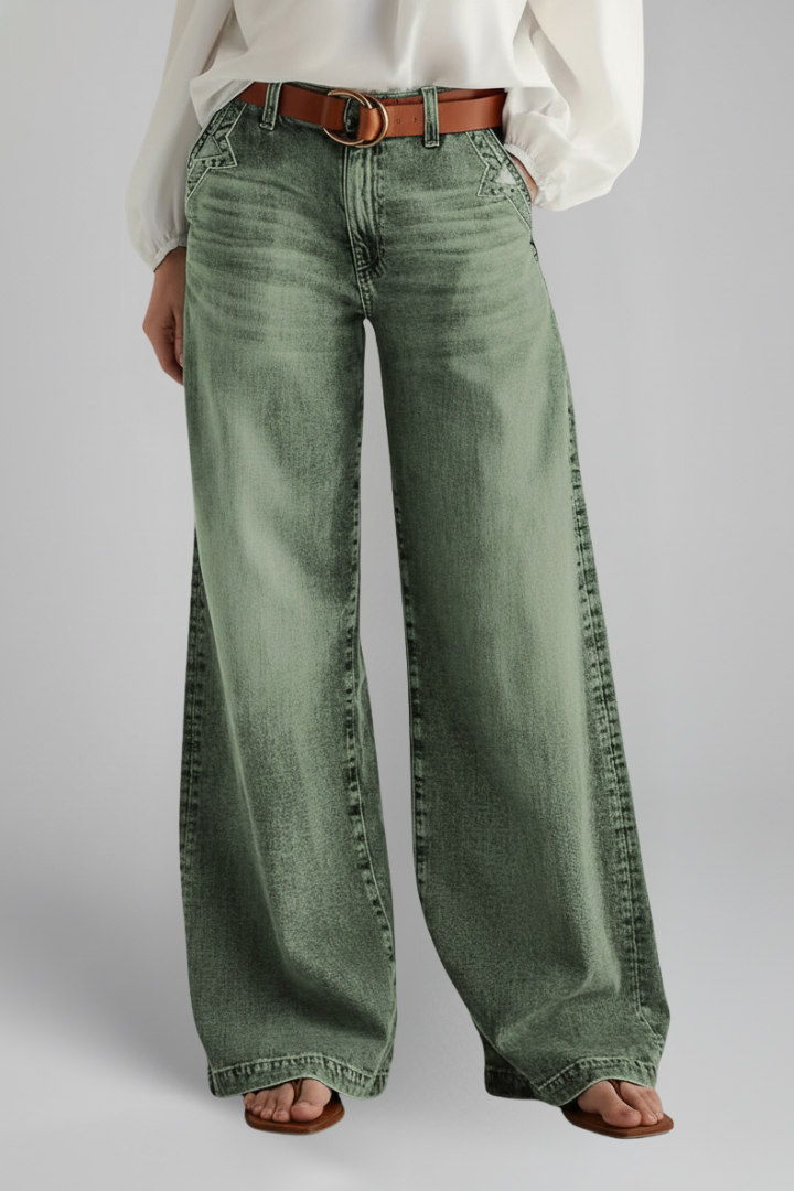 Jeans Donna Denim Vita Alta Vestibilità Ampia Casual