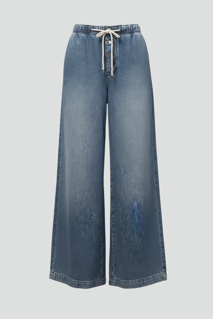 Jeans Donna Denim Vita Elasticizzata Taglio Largo Relaxed - Brentozzi