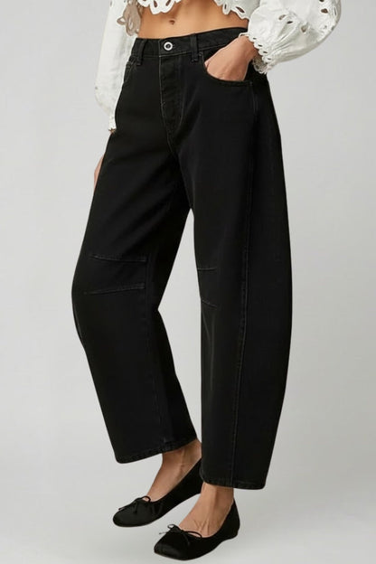 Jeans Donna Vita Alta in Stretch Taglio Largo