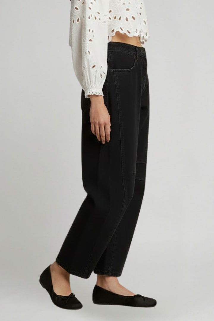 Jeans Donna Denim Stretch Vita Alta Gamba Larga