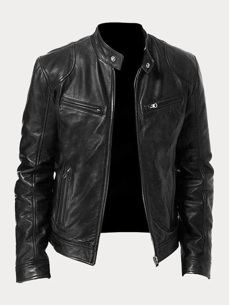 Giacca Biker Donna in Pelle Collo Alto - Brentozzi