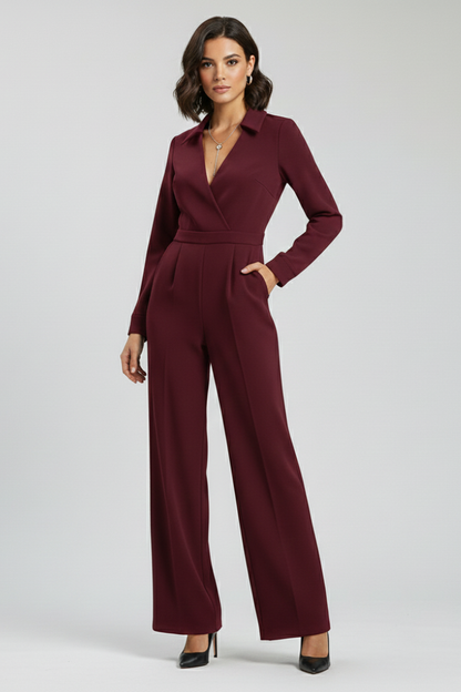 Tuta Donna Colletto Pantaloni Larghi Vita Stretta