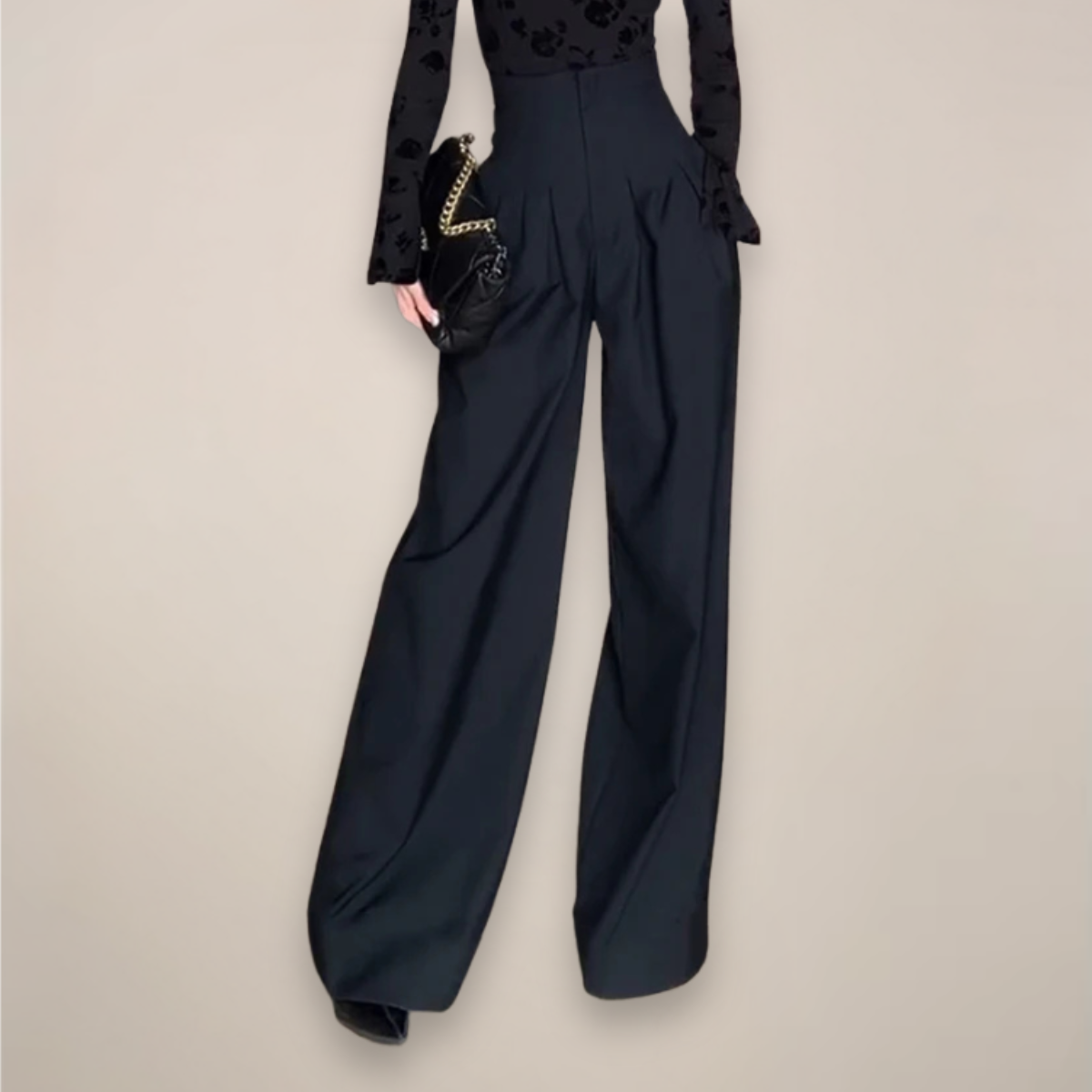 Pantaloni Donna Vita Alta Ampia