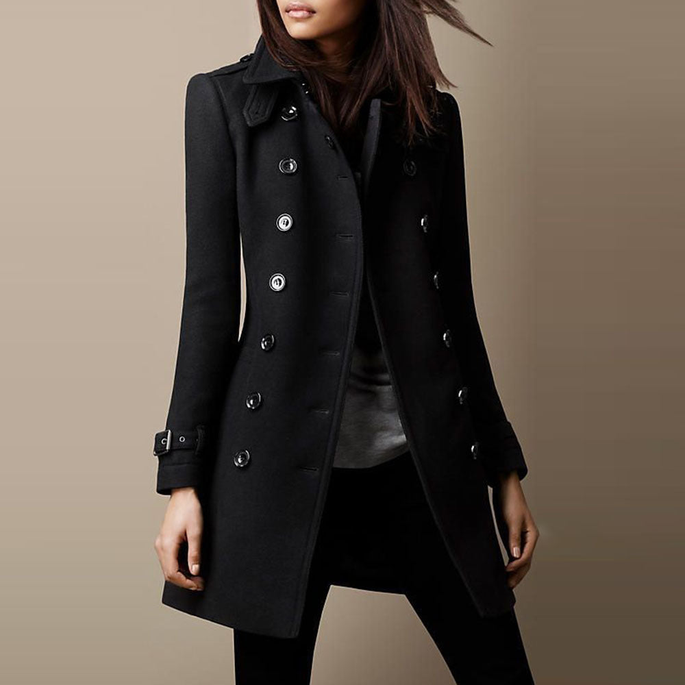 Trench Coat Donna in Tweed Medio Doppiopetto