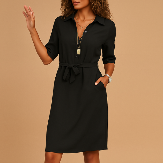 Abito Midi Donna in Tessuto con Cintura a Fiocco - Brentozzi