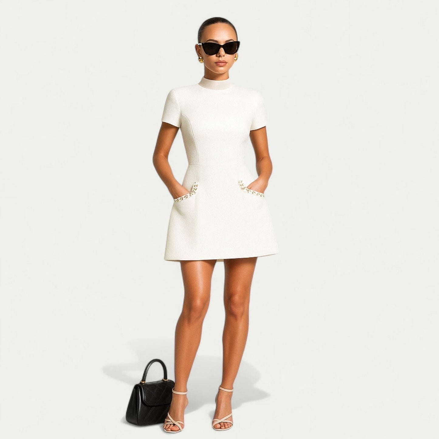 Abito Mini Donna Elegante Manica Corta