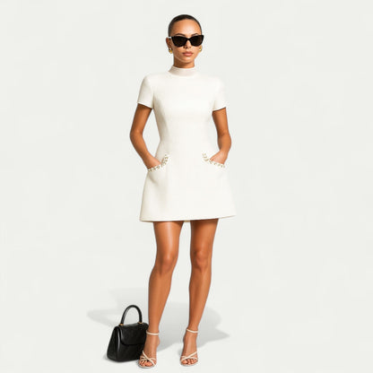 Abito Mini Donna Elegante Manica Corta