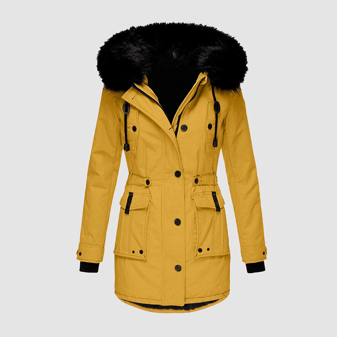 Giacca Invernale Donna Lunga con Bordo in Ecopelliccia