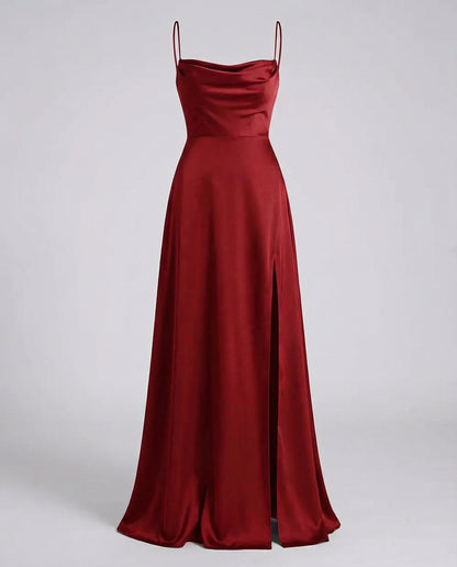 Abito Maxi Donna Scollo Alto con Spacco