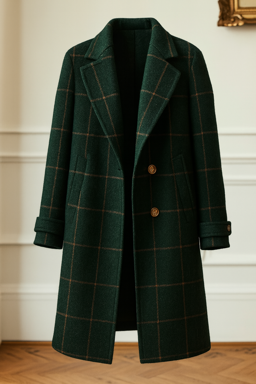 Cappotto Lungo Donna a Quadri con Colletto Rever - Brentozzi