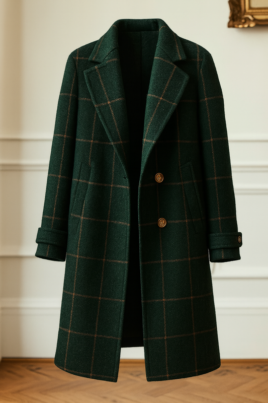 Cappotto Lungo Donna a Quadri con Colletto Rever - Brentozzi
