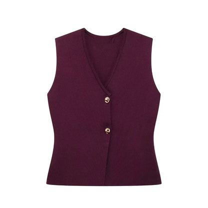 Donna Gilet Smanicato Scollo a V