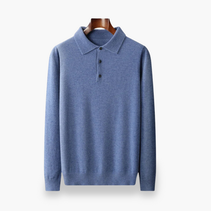 Maglione Polo In Lana Blu Per Uomo | Zelvian