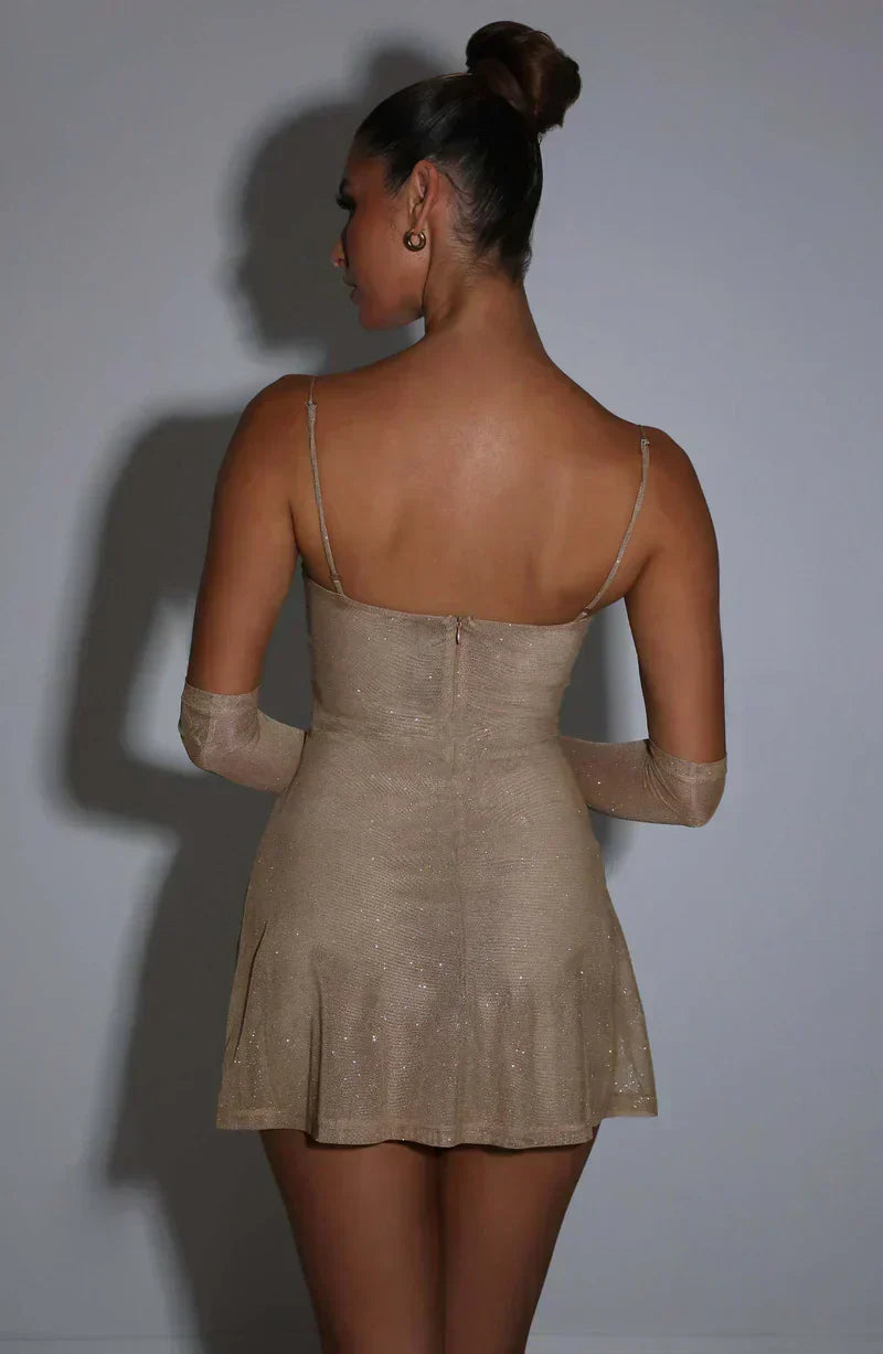 Abito Mini Donna Lucido con Guanti