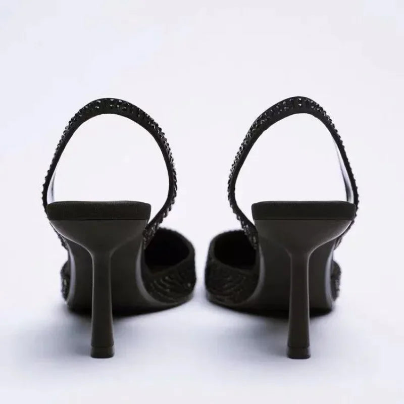 Pumps Donna Slingback con Dettagli Brillanti