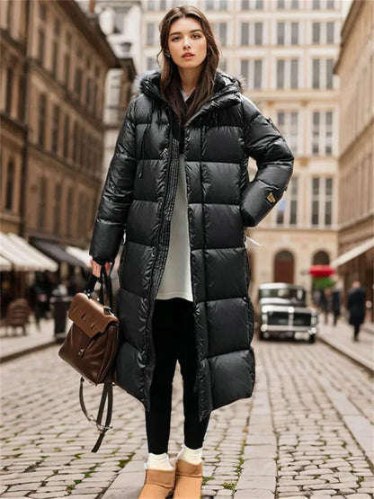 Giacca Imbottita Donna in Piuma Cappuccio Trapuntata Invernale