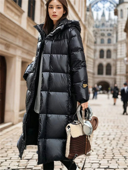 Giacca Imbottita Donna in Piuma Cappuccio Trapuntata Invernale