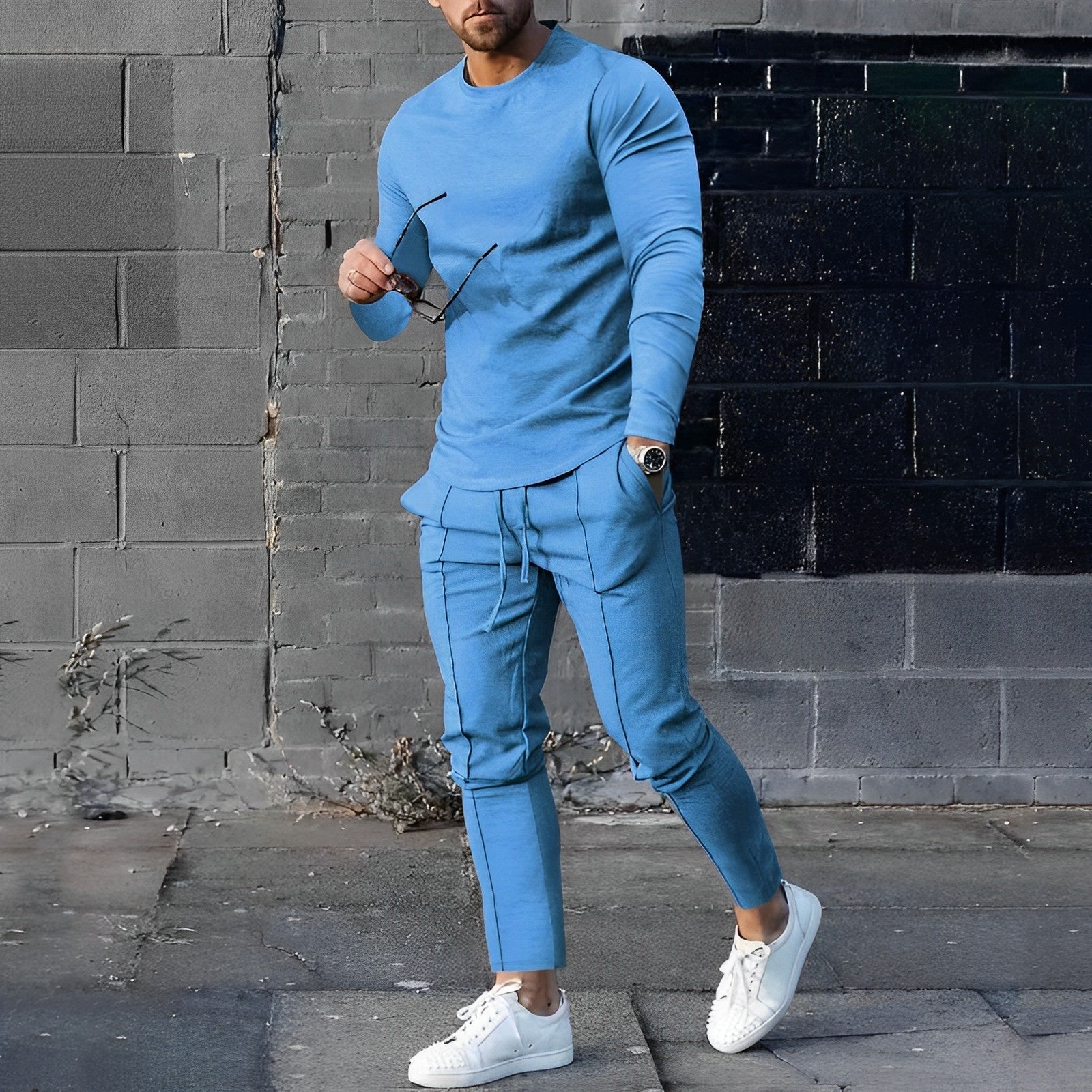 Set Uomo Casual Due Pezzi Maglia Manica Lunga Pantaloni con Coulisse - Brentozzi
