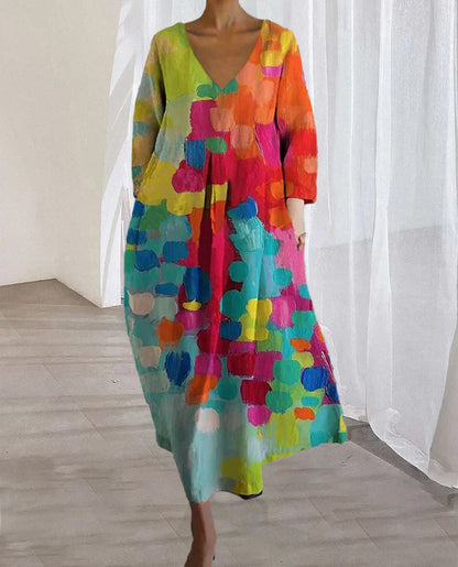 Abito Midi Donna Stampato Elegante