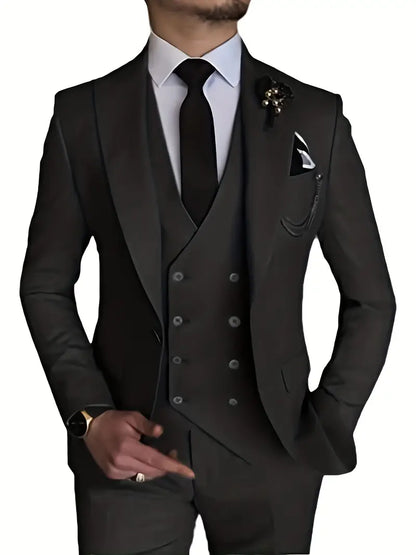 Completo Business Uomo Blazer Gilet e Pantaloni Taglio Classico