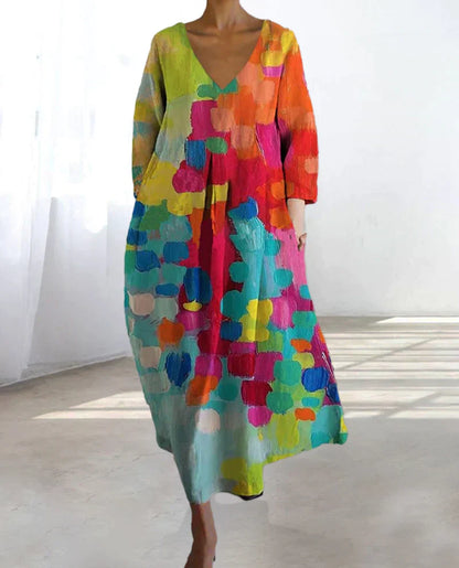 Abito Midi Donna Stampato Elegante