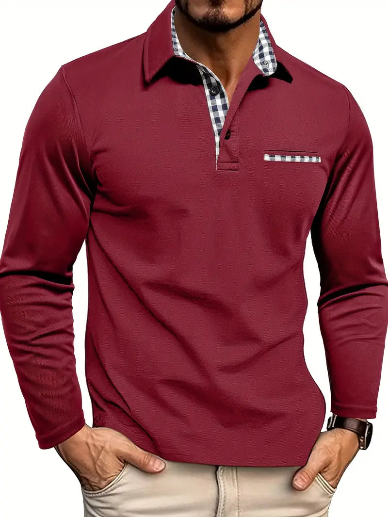 Polo Uomo Manica Lunga Casual Cotone