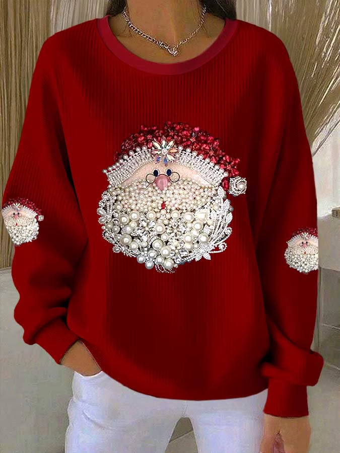 Maglione Donna con Motivo Babbo Natale Vestibilità Classica - Brentozzi