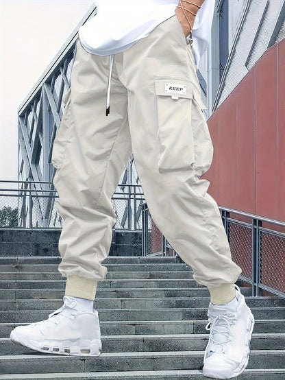 Pantaloni Cargo Uomo Streetwear Tasche e Polsini Elasticizzati