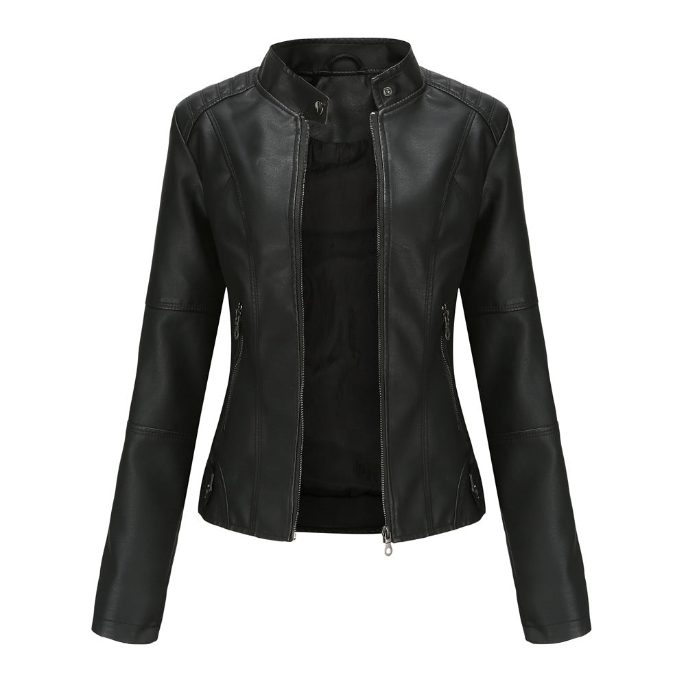 Giacca Biker Donna con Colletto a Sbuffo