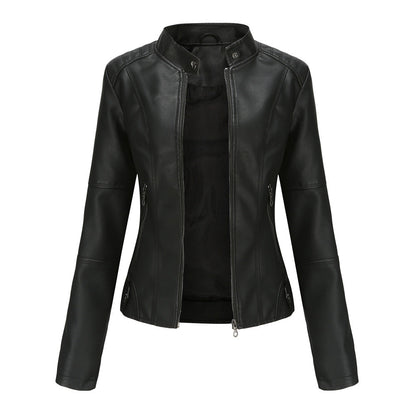 Giacca Biker Donna con Colletto a Sbuffo