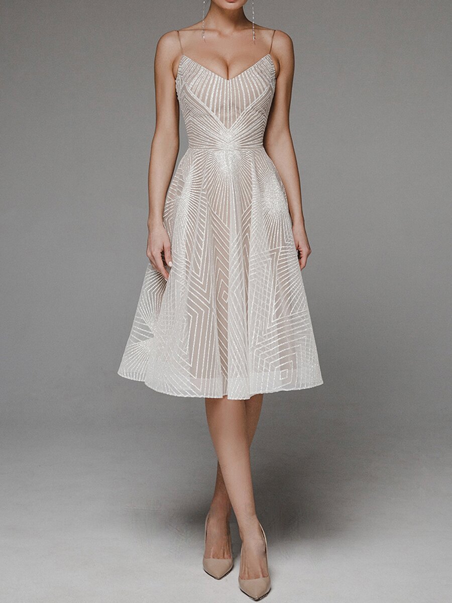Abito Midi Donna Linea A Spalline Sottili - Brentozzi