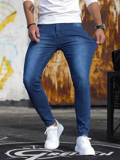 Jeans Skinny Uomo in Denim Stretch Comfort Fit