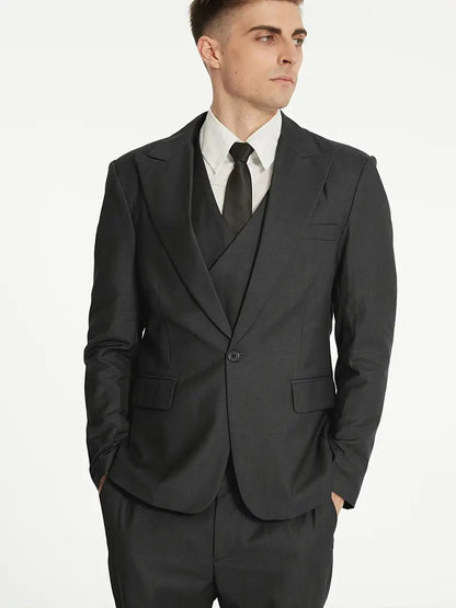 Completo Business Uomo Blazer Gilet e Pantaloni Taglio Classico