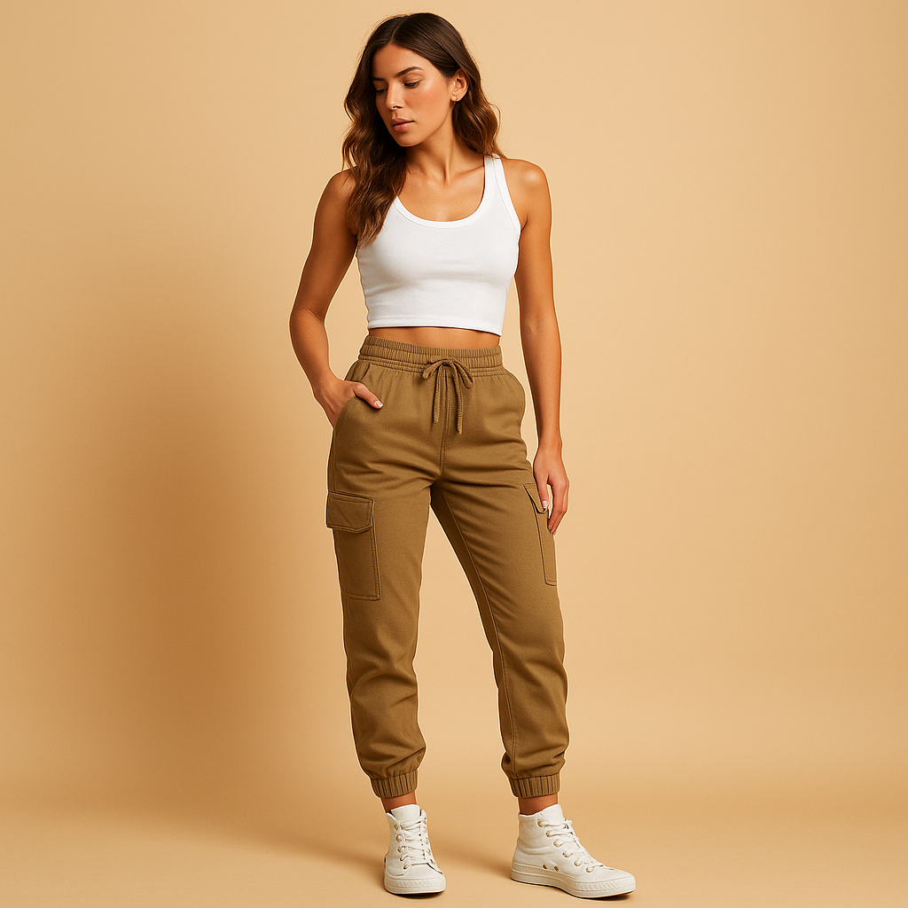 Pantaloni Cargo Donna Vita Alta Comodi Quotidiani
