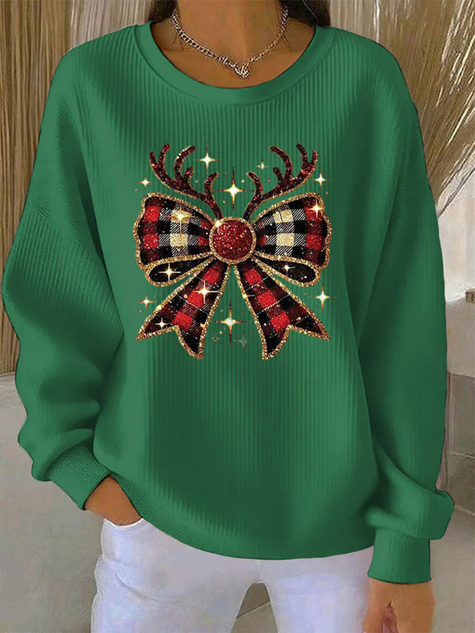 Maglione Donna Natalizio Motivo Fiocchi Morbido