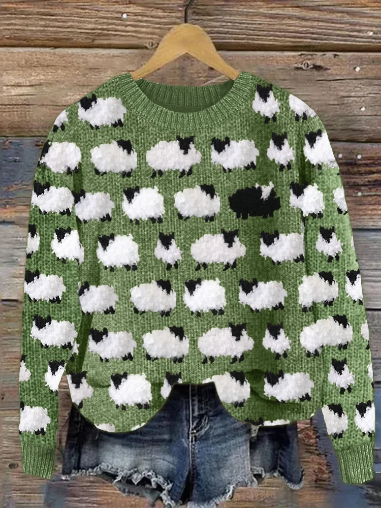 Maglione Donna in Lana con Stampa Pecore Morbido - Brentozzi
