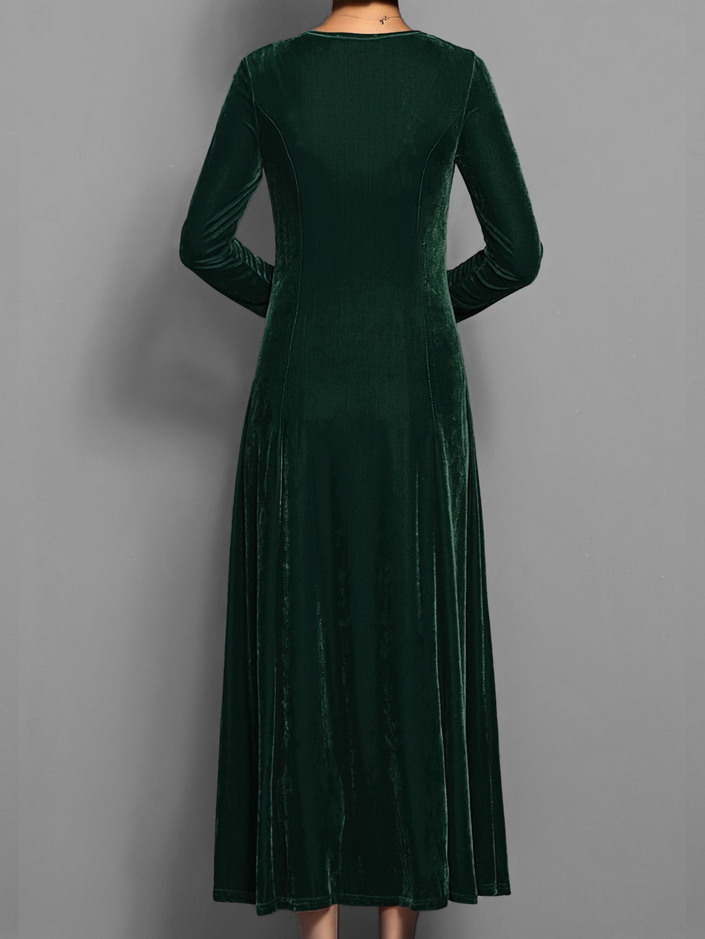 Abito Midi Donna Manica Lunga Casual Elegante Autunnale
