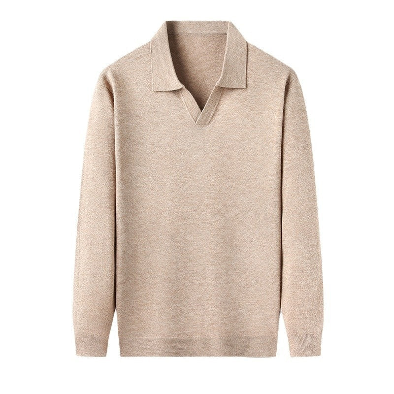 Polo Uomo Cotone Manica Lunga Scollo a V