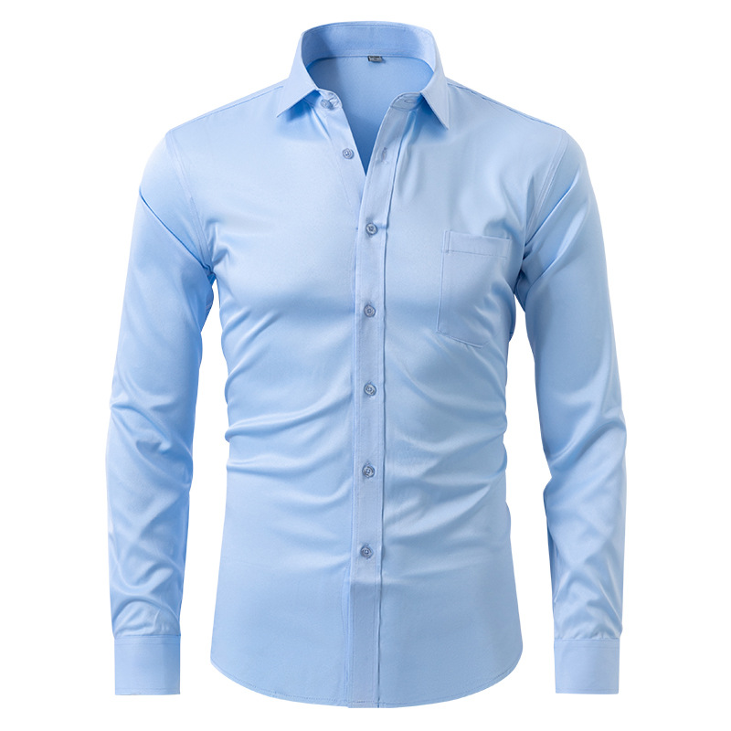 Camicia Uomo Manica Lunga Tessuto Antipiega