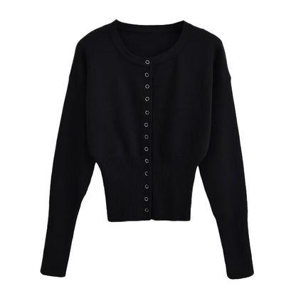 Cardigan Donna con Bottoni e Maniche Lunghe in Maglia