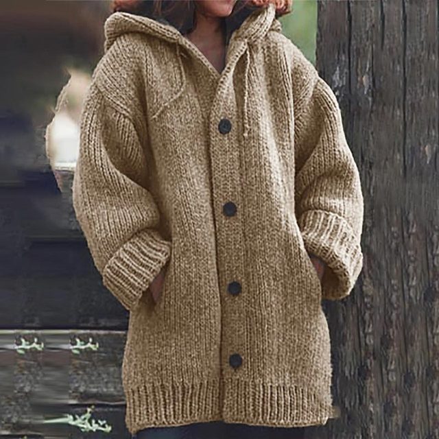 Cardigan Donna in Maglia con Cappuccio