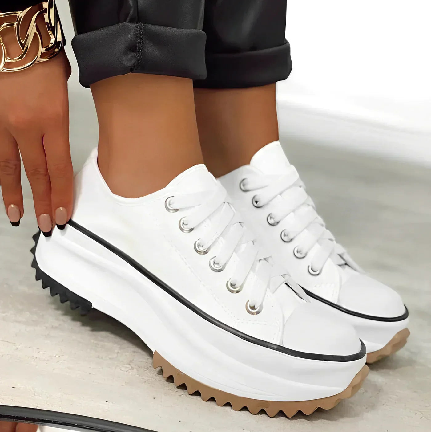 Sneakers Donna Platform Tela Suola Spessa Bassa