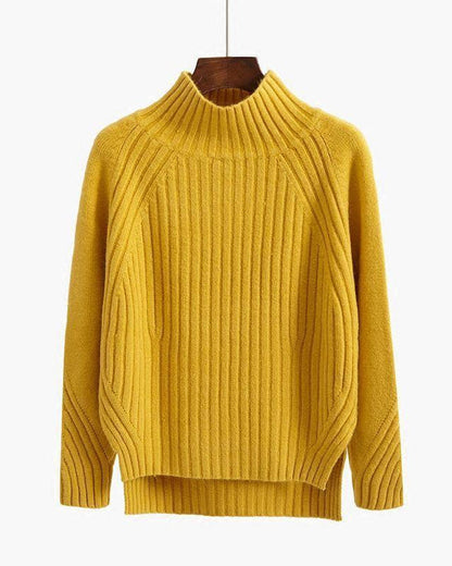 Maglione Donna a Costine Collo Alto Caldo Autunnale Invernale