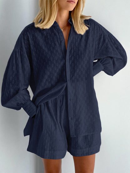 Completo Donna in Cotone Mix Blusa Oversize e Shorts
