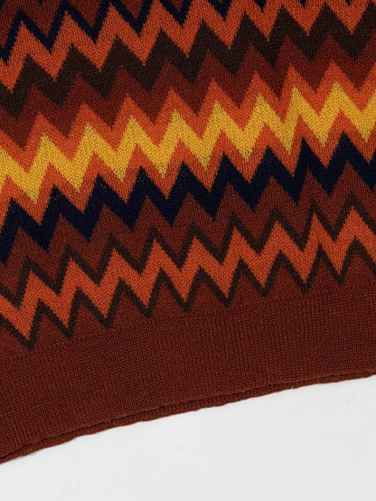 Maglione Donna Retro Motivo Zigzag Vestibilità Classica