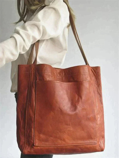 Borsa Shopper Donna in Pelle con Manici a Spalla