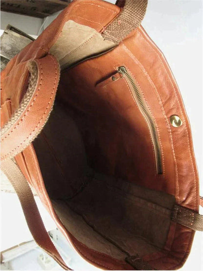 Borsa Shopper Donna in Pelle con Manici a Spalla