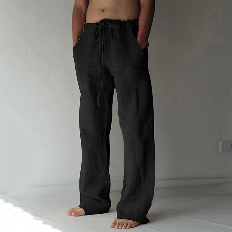 Pantaloni Lino Uomo Lunghezza Regolare