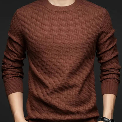 Maglione Uomo Girocollo con Motivo a Rilievo