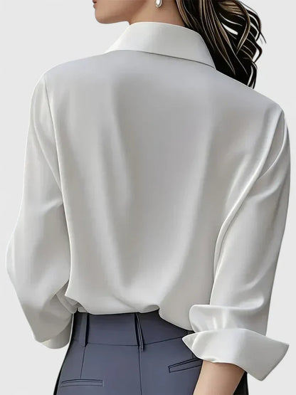 Camicia Donna in Satin con Bottoni e Manica Corta